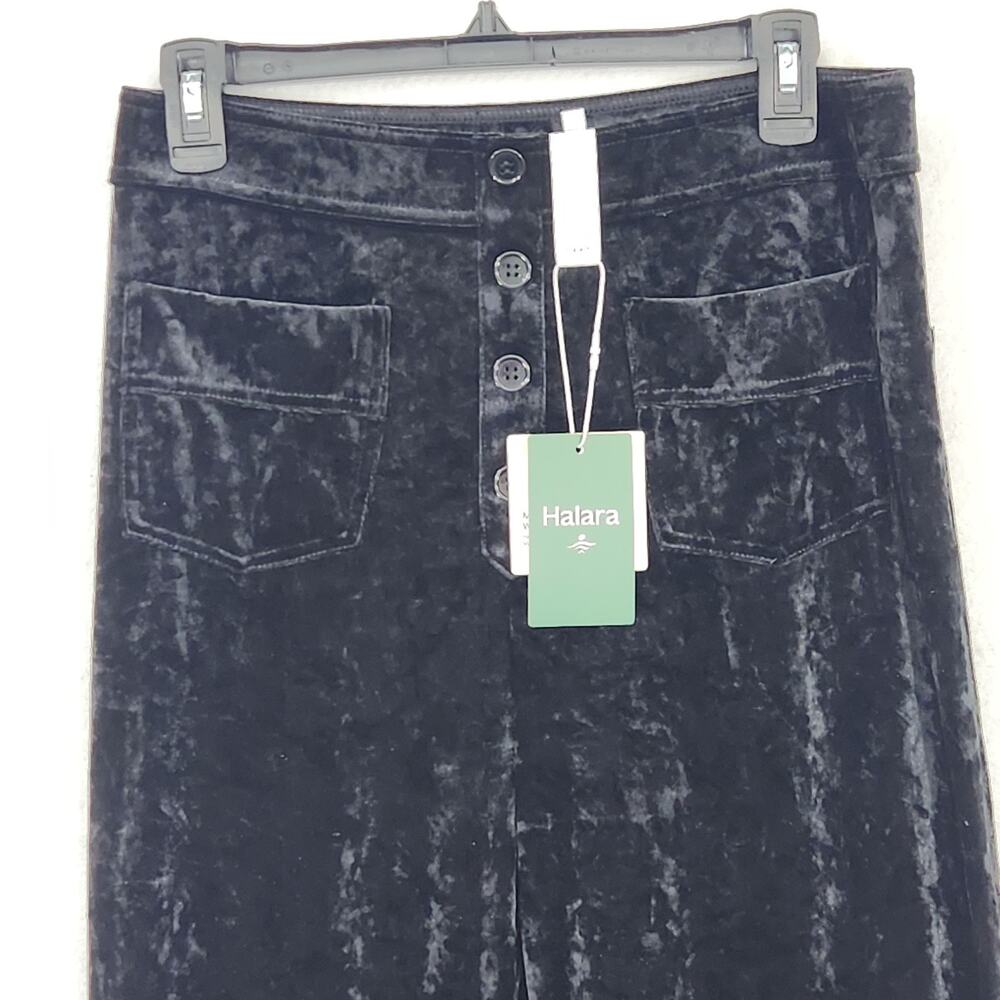 NWT Halara High Waisted Pockets Straight Leg Velvet Casual Pants Black Large - Picture 7 of 13